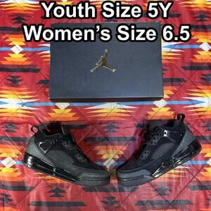 Nike Jordan Spizike Low Triple Black Anthracite FQ3950-001 Youth 5Y Women’s 6.5